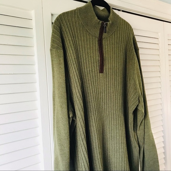DOCKERS Acrylic Green 3/4 Zip Ribbed Long Sleeve Sweater Size Extra Extra Large - Picture 3 of 9